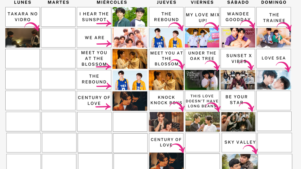 Calendario semanal de series BL 2024